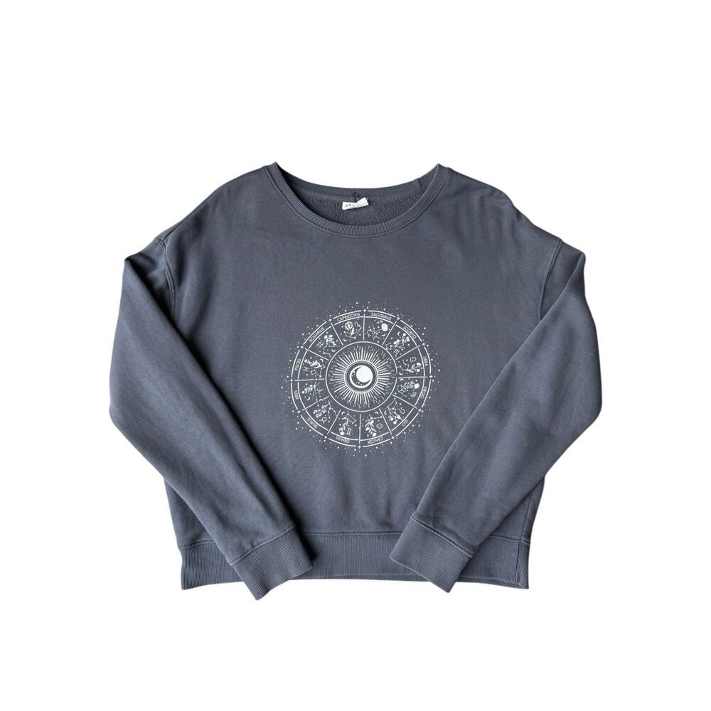 Pact 100% Organic Cotton Zodiac Star Signs Crewneck Sweatshirt Size M